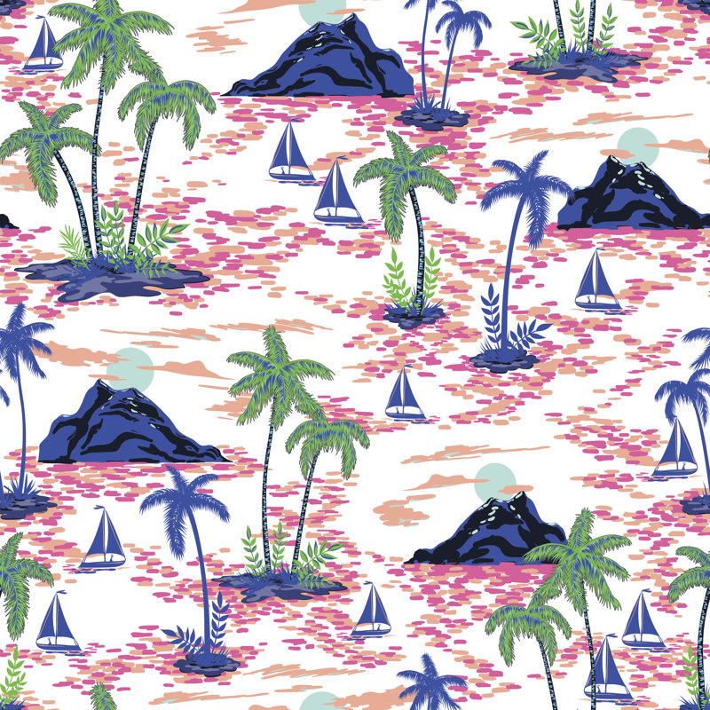 Hawaii Pattern With Mountains by Katyagrib - Wrapped Canvas Print, 30cm H x 30cm W