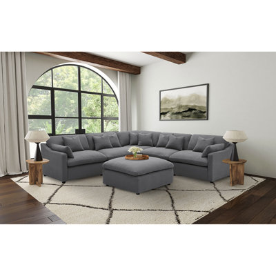 Charcoal 6-piece Upholstered Modular Sectional Sofa