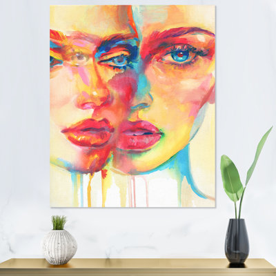 Double portrait expressionniste de deux femmes - œuvre d'art sur toile Glam