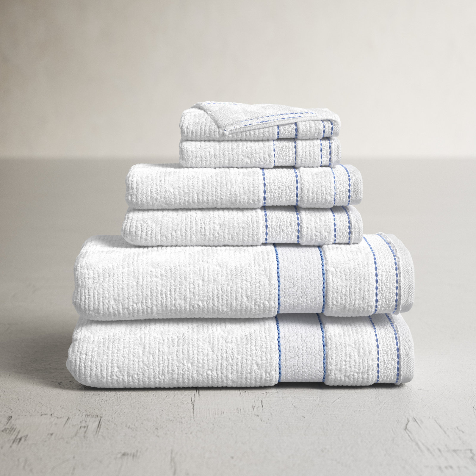 Kahmel 6 Piece Turkish Cotton Towel Set, White