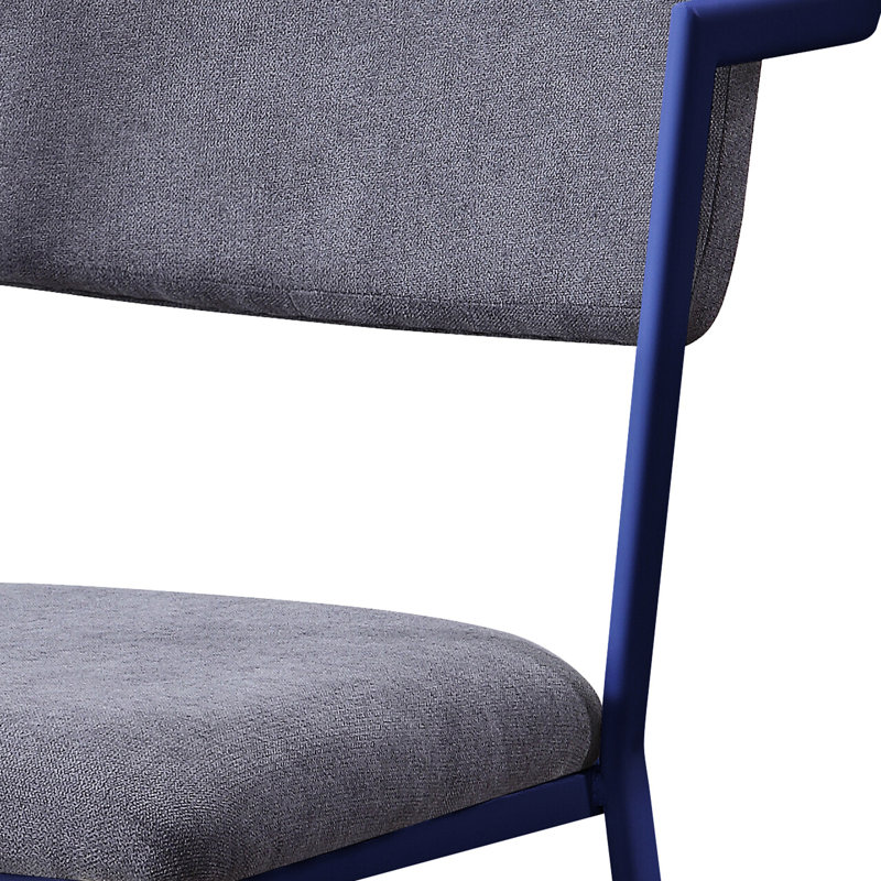 Chaise de bureau moderne gris + bleu avec dossier respirant et structure en métal stable pour une utilisation à long terme