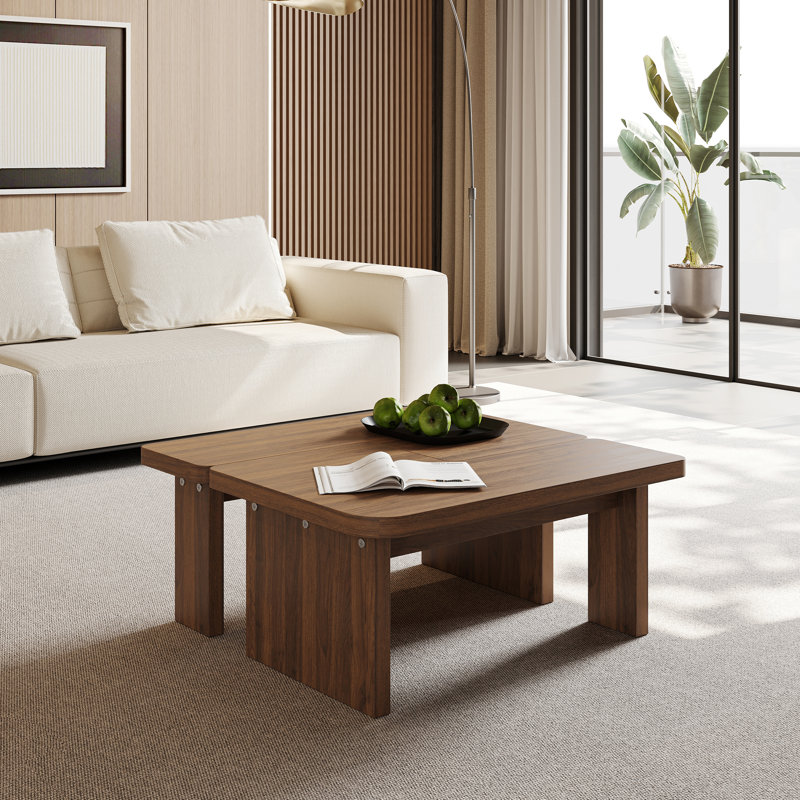 Wooden Modular Small Modern Coffee Table, Brown