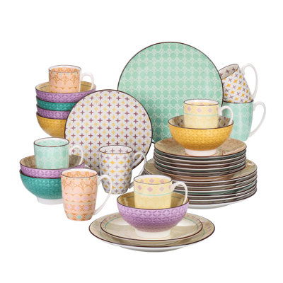 32 Piece Handmade Porcelain China Dinnerware Set - Service for 8