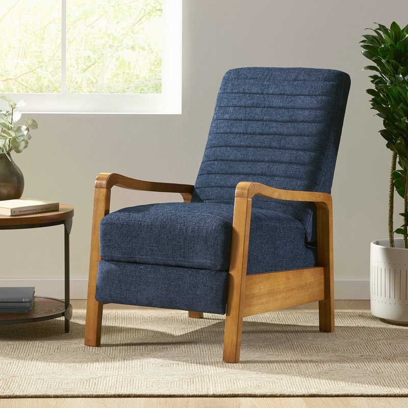 Fauteuil inclinable manuel en tissu et bois