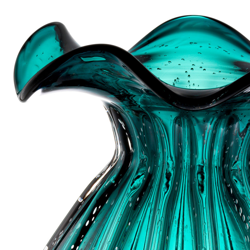 Korakia Handmade Glass Table Vase, 10.63" H x 9.06" W x 9.06" D