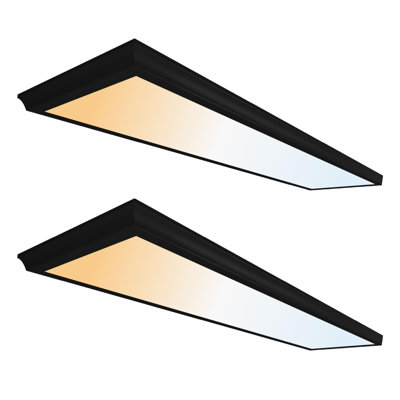 Framed 1X4 Ft LED Light Panel - CCT Switchable Surface Mount Light With Integrated Frame - TRIAC Dimmable, 5 CCT Adjustable Color Temperature