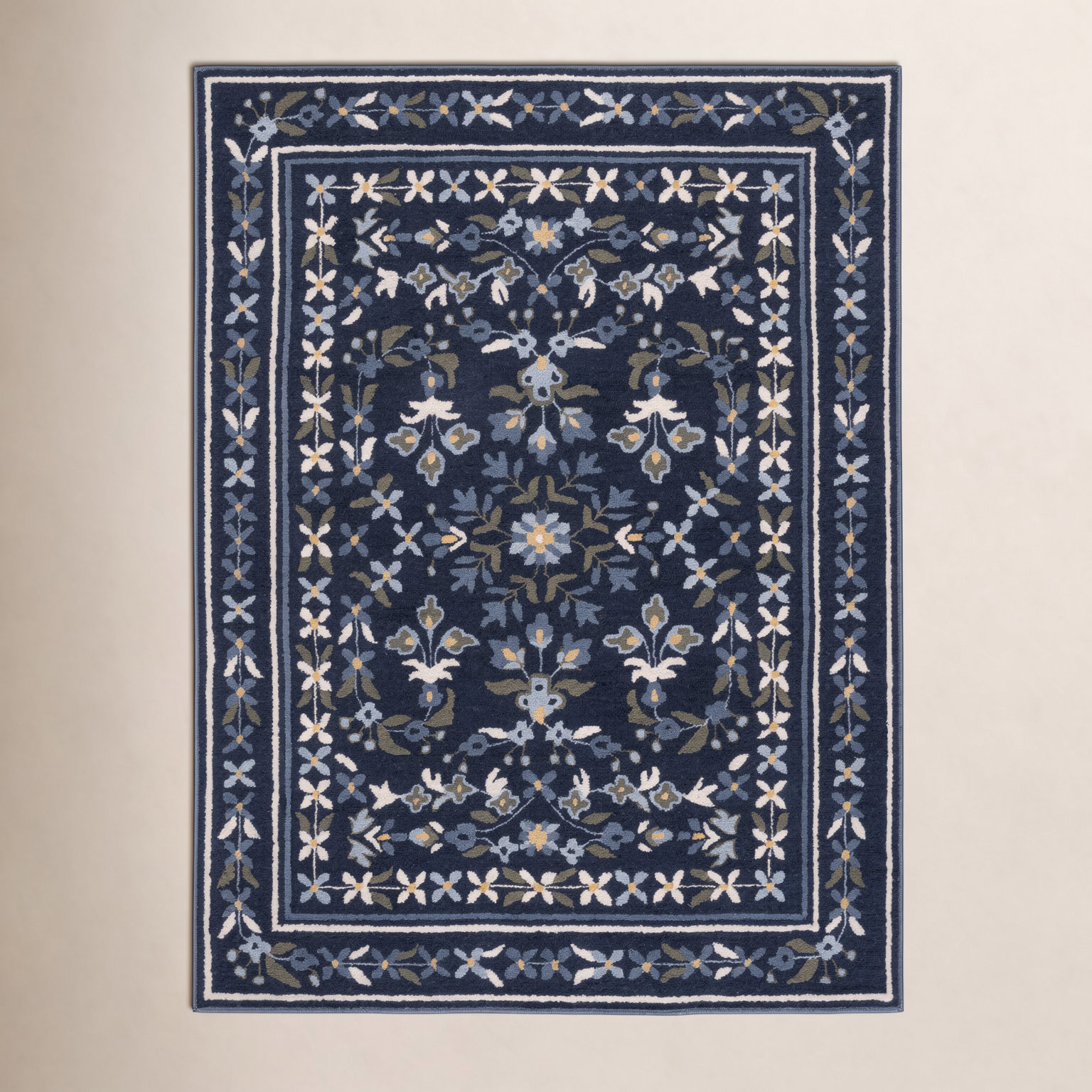Hand-Tufted Wool Floral Outdoor Rug, Rectangle 4' x 6'