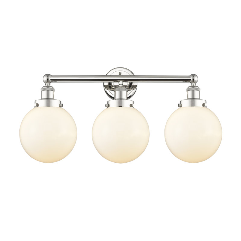 Alphonsa 3 - Light Dimmable Vanity Light, Matte White, Polished Nickel