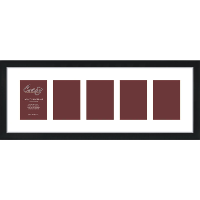 Black Matte Picture Frame with Mat, 5" x 7", 11" x 31"