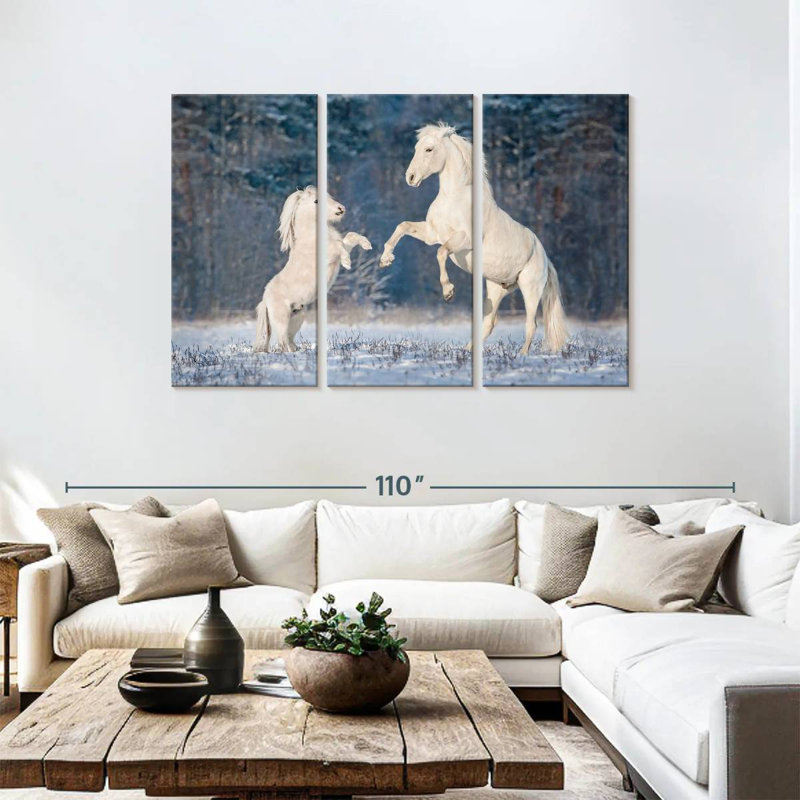 Brampt Winter White Horses, 28" H x 45" W