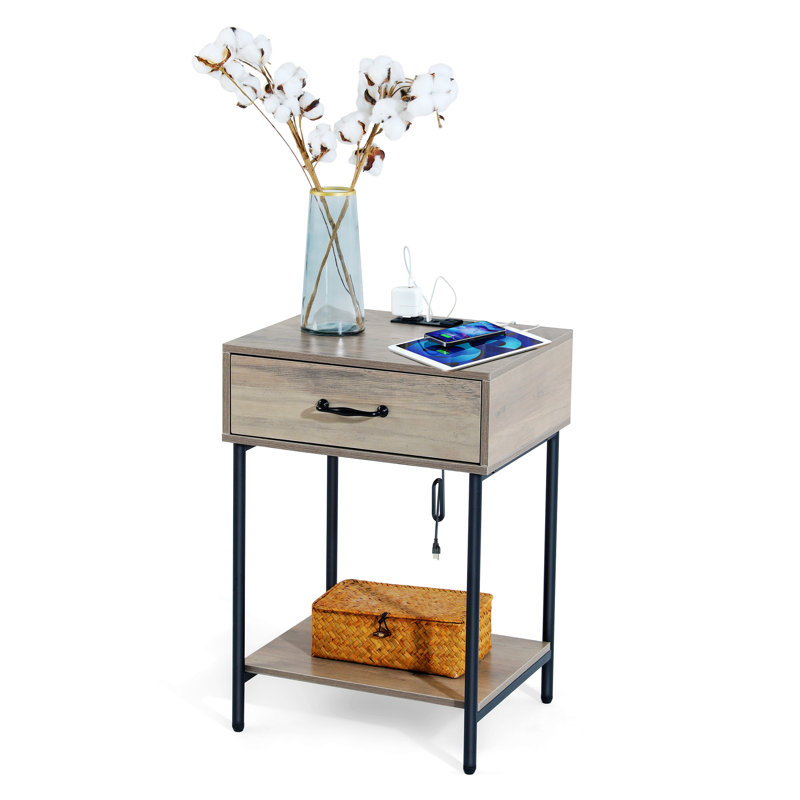 16.93'' W Nightstand, Gray