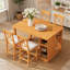 Ensemble de salle à manger de style campagnard 5 pièces avec table en bois massif de 152 cm L x 76 cm l, étagères de rangement à 3 niveaux et 4 chaises rembourrées-1185200501-1185200504