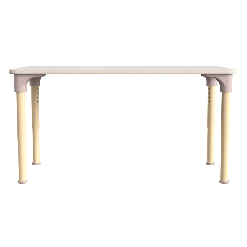 Bright Beginnings Adjustable Height Rectangular Activity Table, White/Brown
