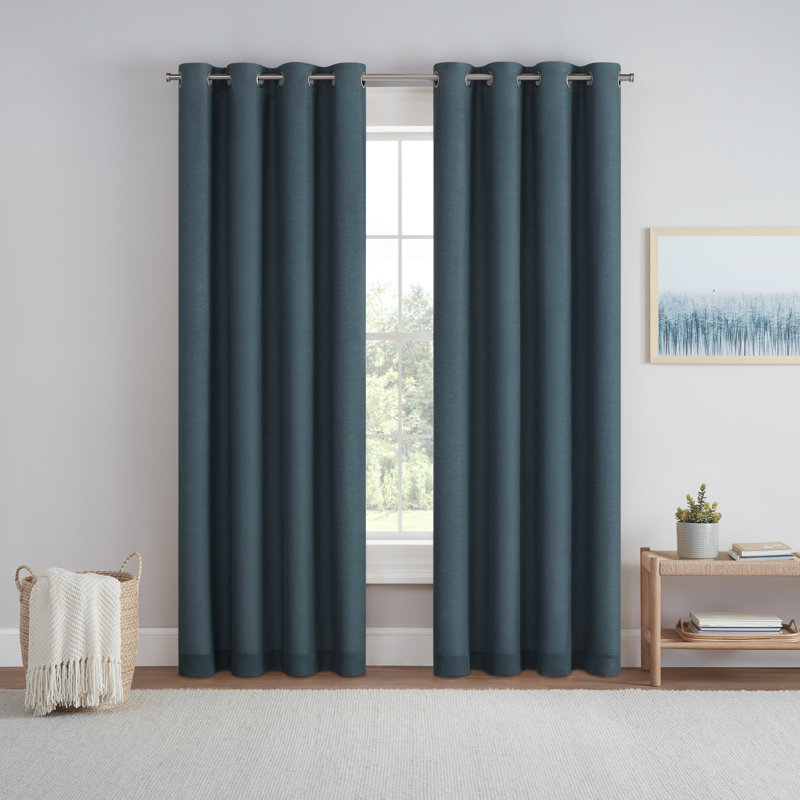Blackout Curtain Single Panel, 50" W x 63" L, Blue