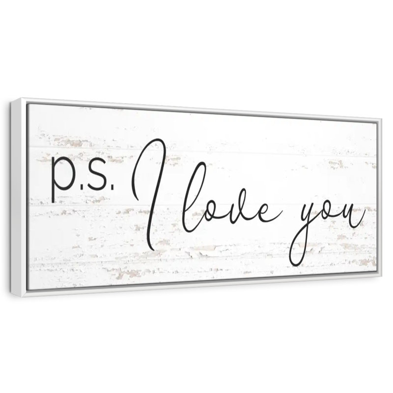 P.S. I Love You, typographie, Cadre flottant blanc, 37 po x 13 po