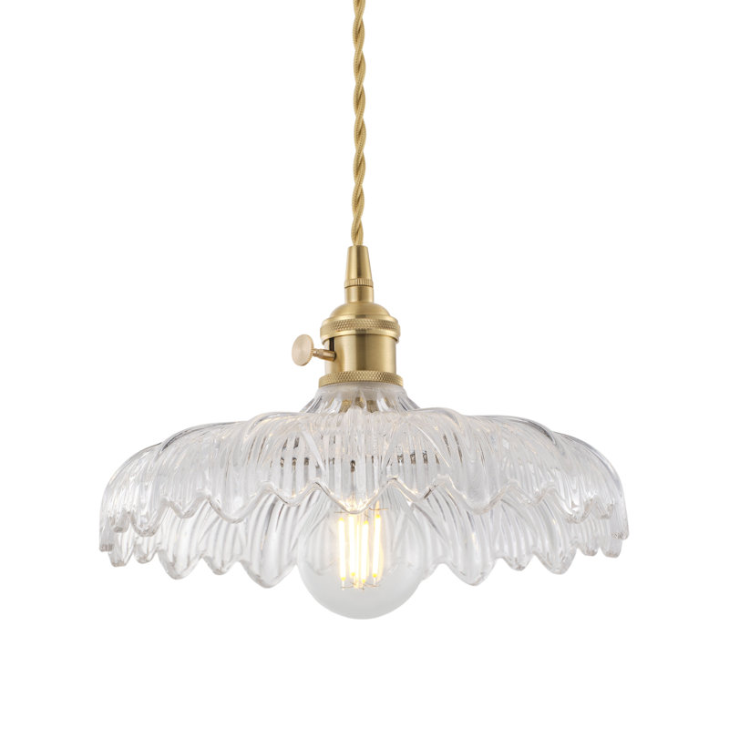 1-Copper glass flower shaped dimmable pendant light