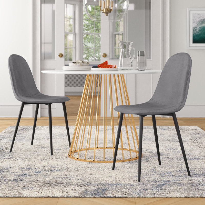 Elzada 18.5'' H Upholstered Side Chair, Black, Blue Velvet