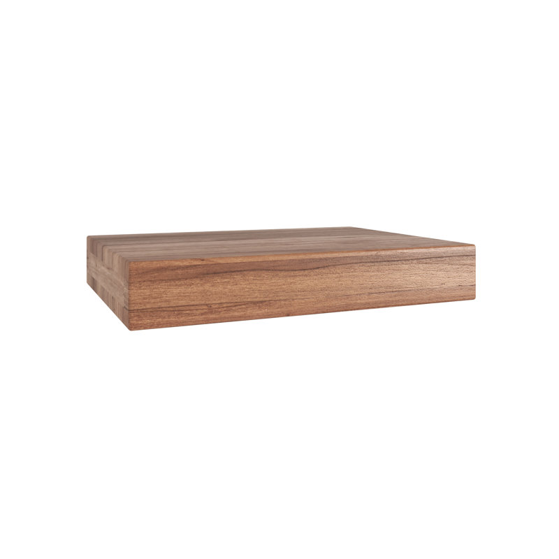 12" Manada Hollow Floating Teak Wall Shelf, 2" H x 12" W x 9" D