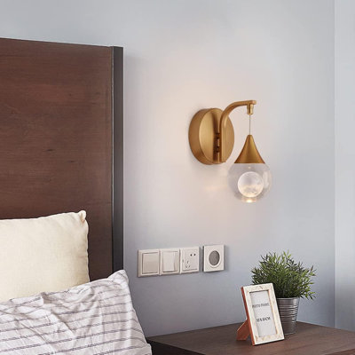 Modern LED Wall Sconce With Crystal Moon Design, 5W Dimmable Wall Light For Bedroom, Bathroom, Living Room, And Hallway