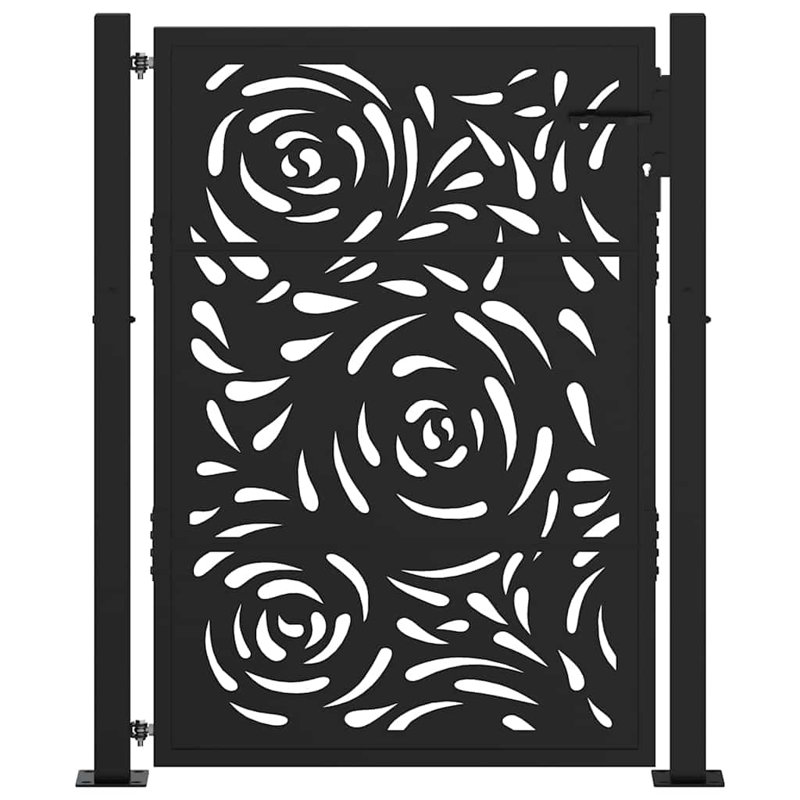  Garden Gate Steel Flame Design, 105 x 130 cm, Black