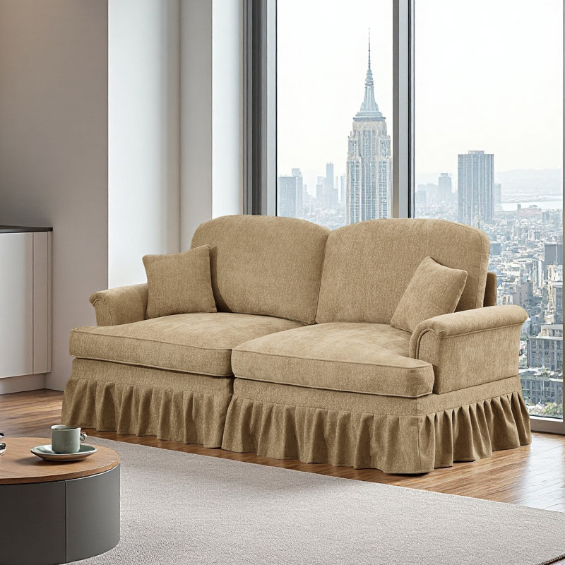 Sofa, Cloud Couch Sectional Sofa, Chenille Loveseat, Light Coffee, 36.6" H x 76.4" W x 32.8" D
