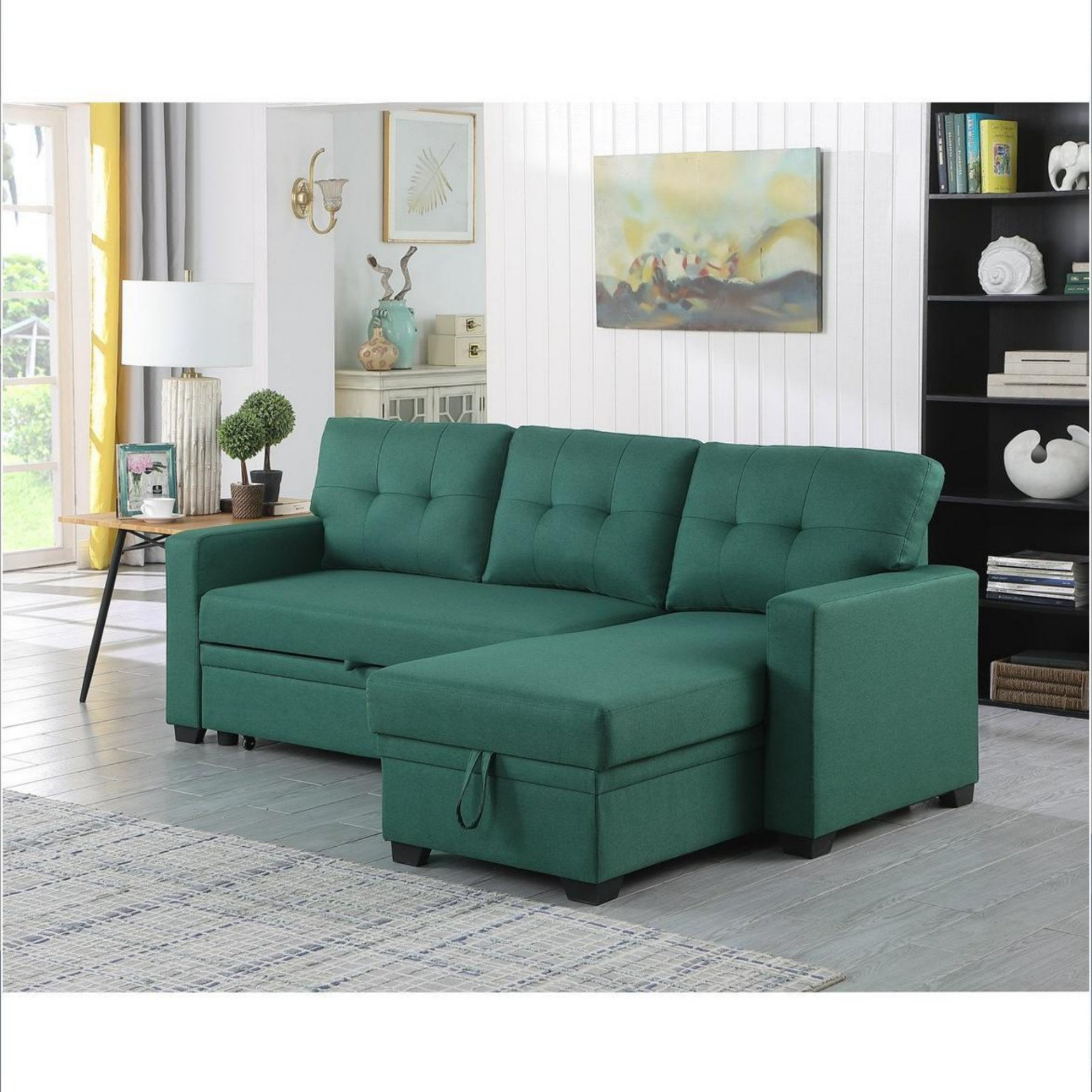 Latitude Run® Upholstered Pull out Sectional Sofa with Chaise - Wayfair ...