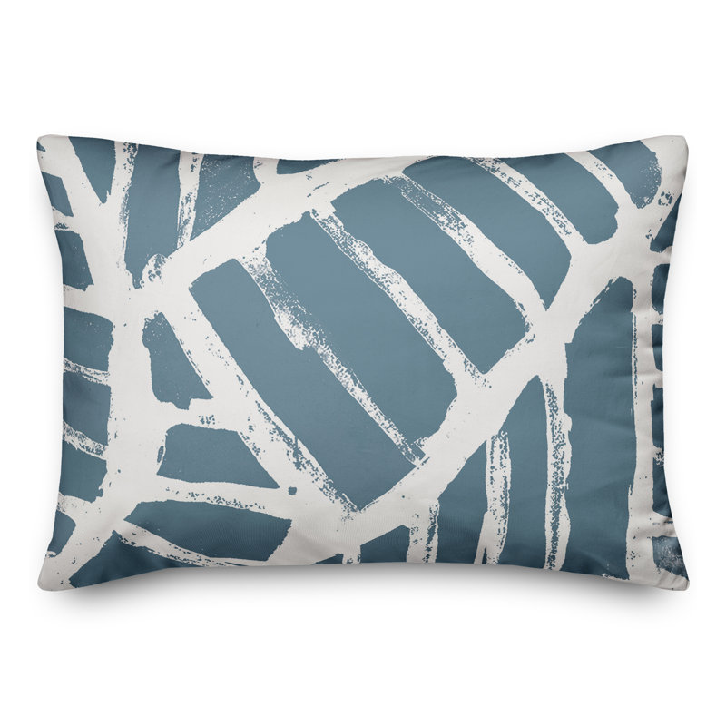 Outdoor Reversible Throw Pillow, Blue, Geometric 2