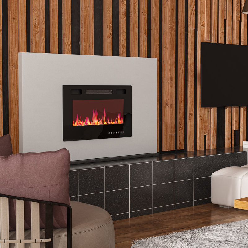 Auzenne 30'' W Matte Black Electric Fireplace