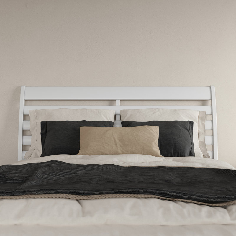 Ashmun Solid Wood Sleigh Slat Panel Headboard, Queen, White