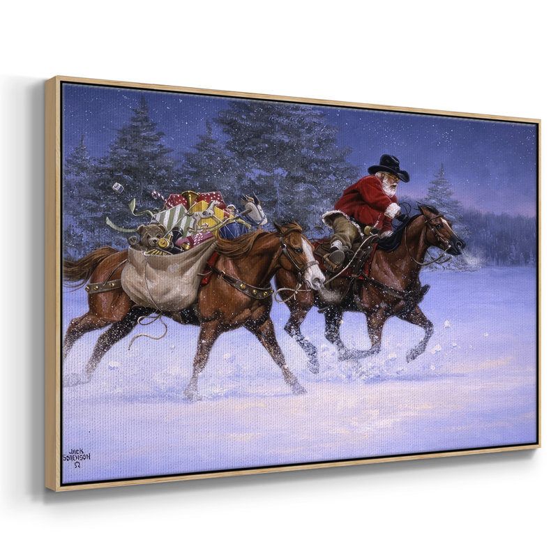 Christmas Rush, reproduction d'art sur toile, H 25 po x l 37 po x P 2 po, Bois naturel
