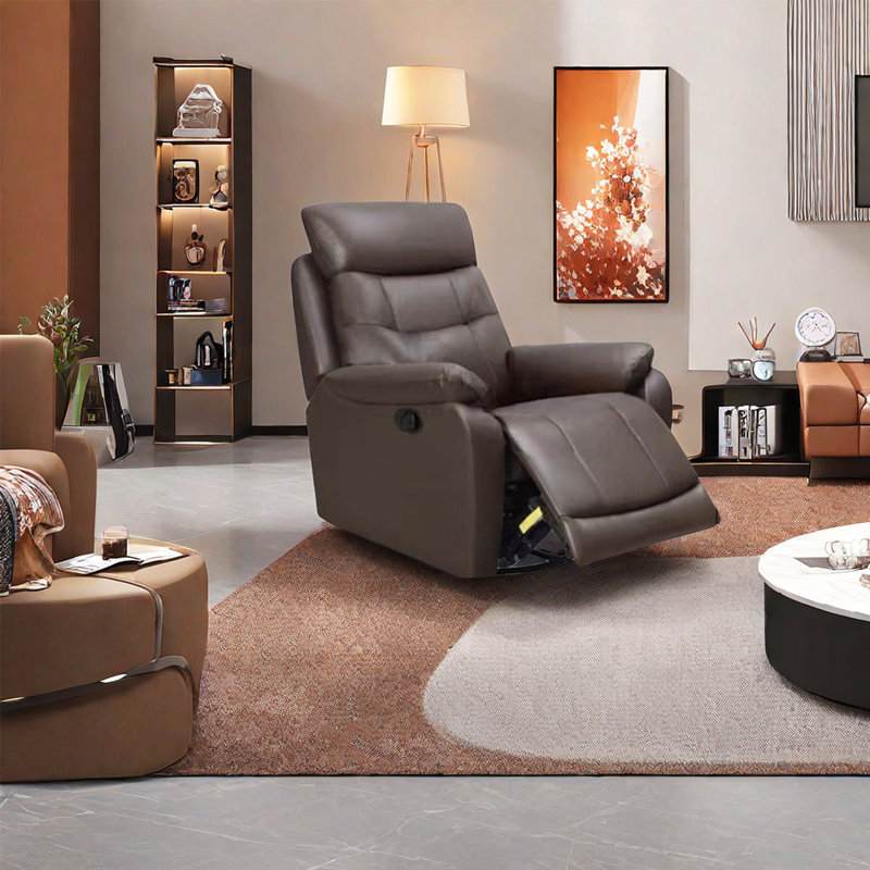 Morehart Faux Leather Recliner, Brown Faux Leather