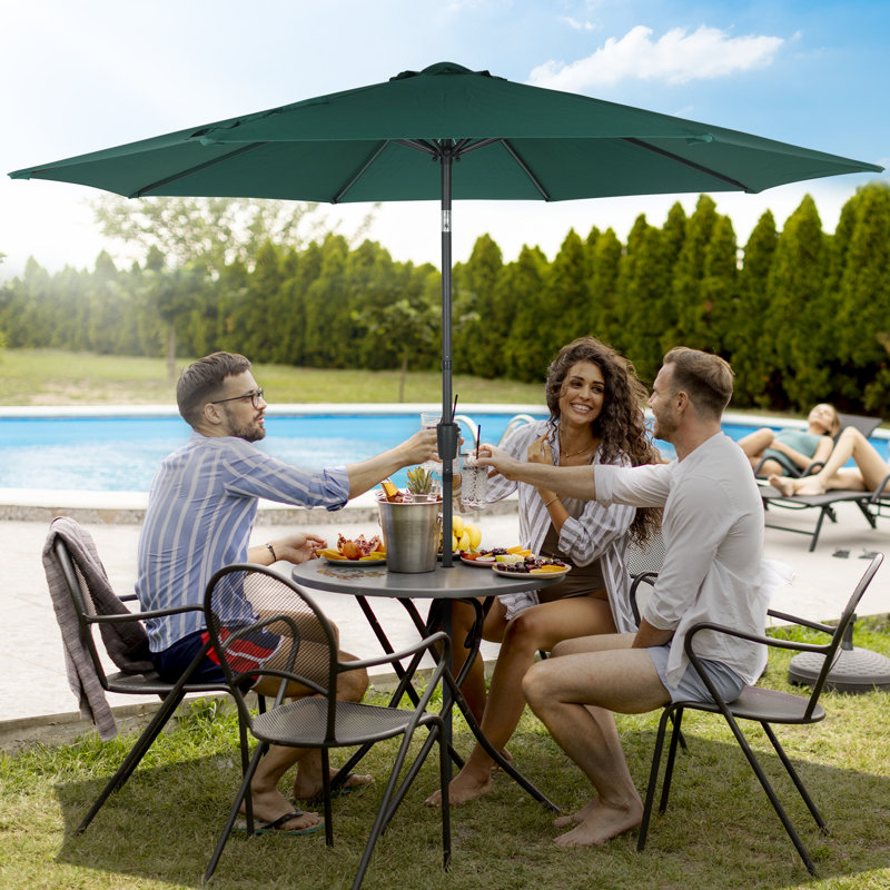 3m Large Paraso With UV, Garden Sun Shade Canopy Patio With Crank Tilt, Outdoor Umbrella  , Green