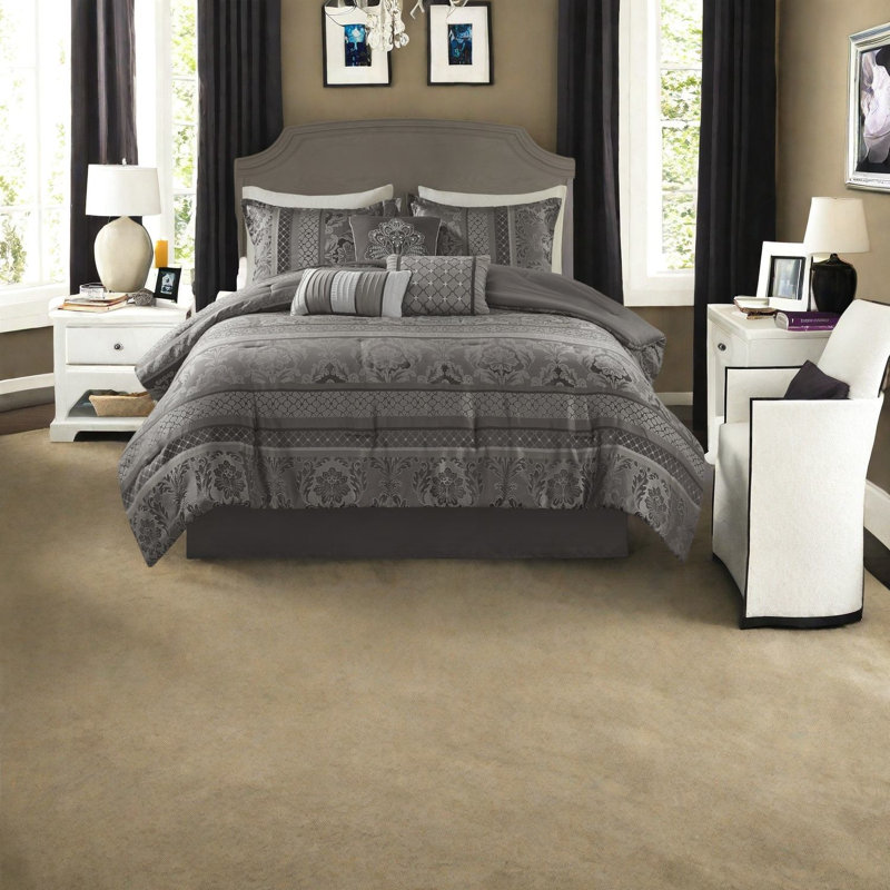 Ensembles de literie luxueux en polyester, motif jacquard gris pour la maison