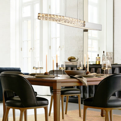 36-inch Crescent-shaped LED Modern Crystal Chandelier