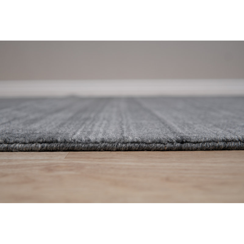 Tapis décoratif gris fait à la main Marylou, Rectangle 9 pi x 12 pi