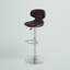 Tabouret de bar contemporain confortable en vinyle à hauteur réglable et dossier mi-haut avec base chromée Claudine-16397134