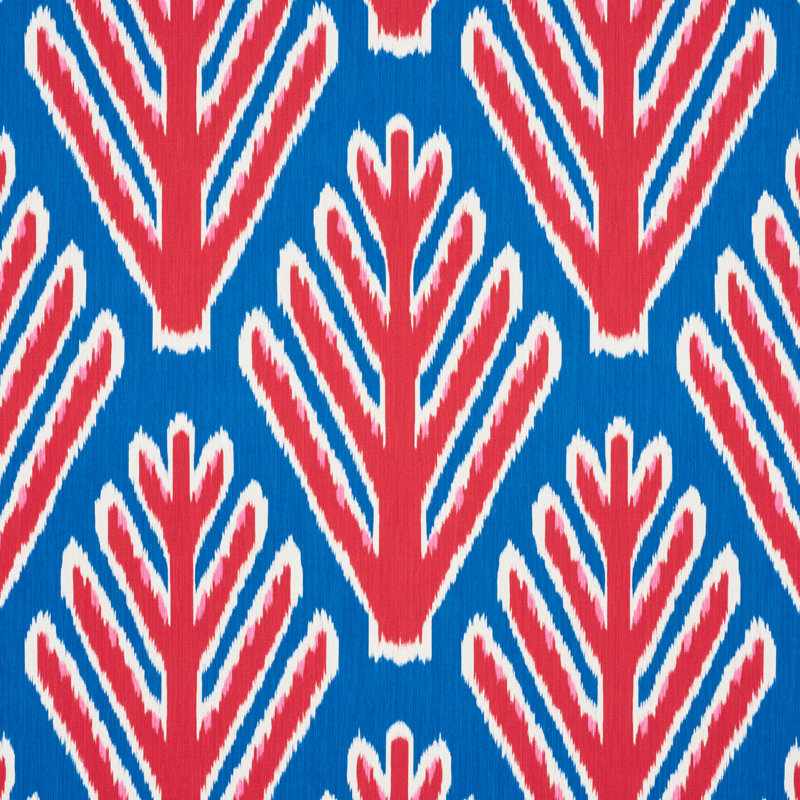 Schumacher x Johnson Hartig Bodhi Tree Fabric, Blue/Red