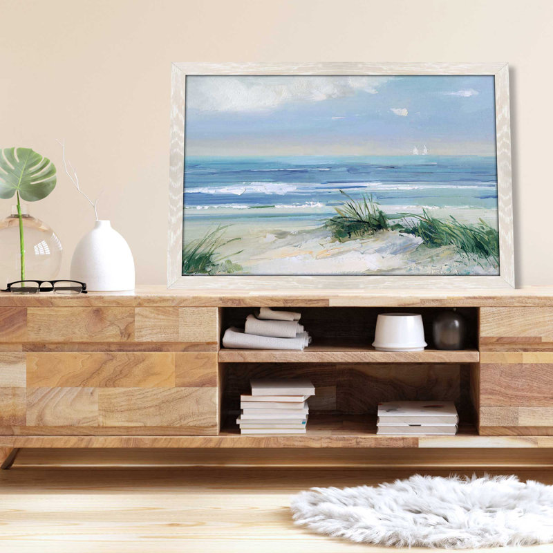 Brises côtières - Peinture, L 27,5 po x H 21,5 po, Cadre blanc