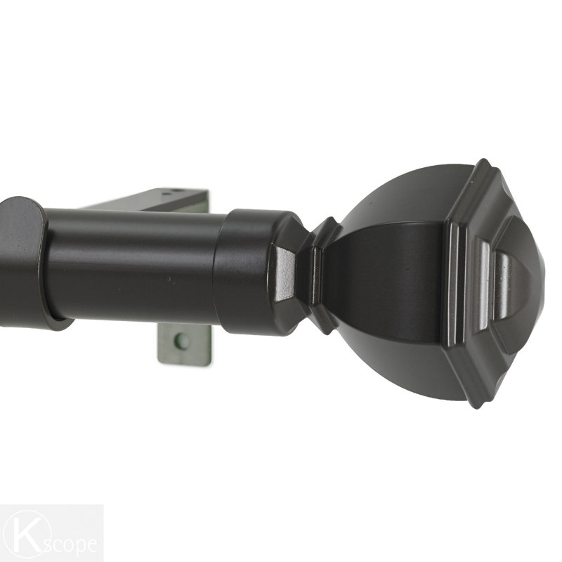 Venice Single Curtain Rod, Oil Rubbed Bronze, 3" H x 48" W x 5.25" D