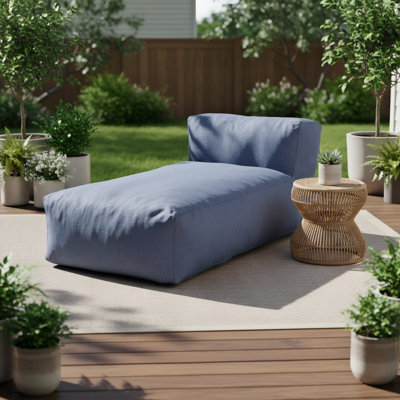 Denim Blue 70 inch Patio Chaise Lounge - Modern, Water-Resistant Outdoor Daybed
