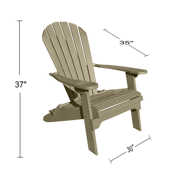 Ansel Plastic Folding Adirondack Chair - Poly Outdoor Furniture, Weatherwood