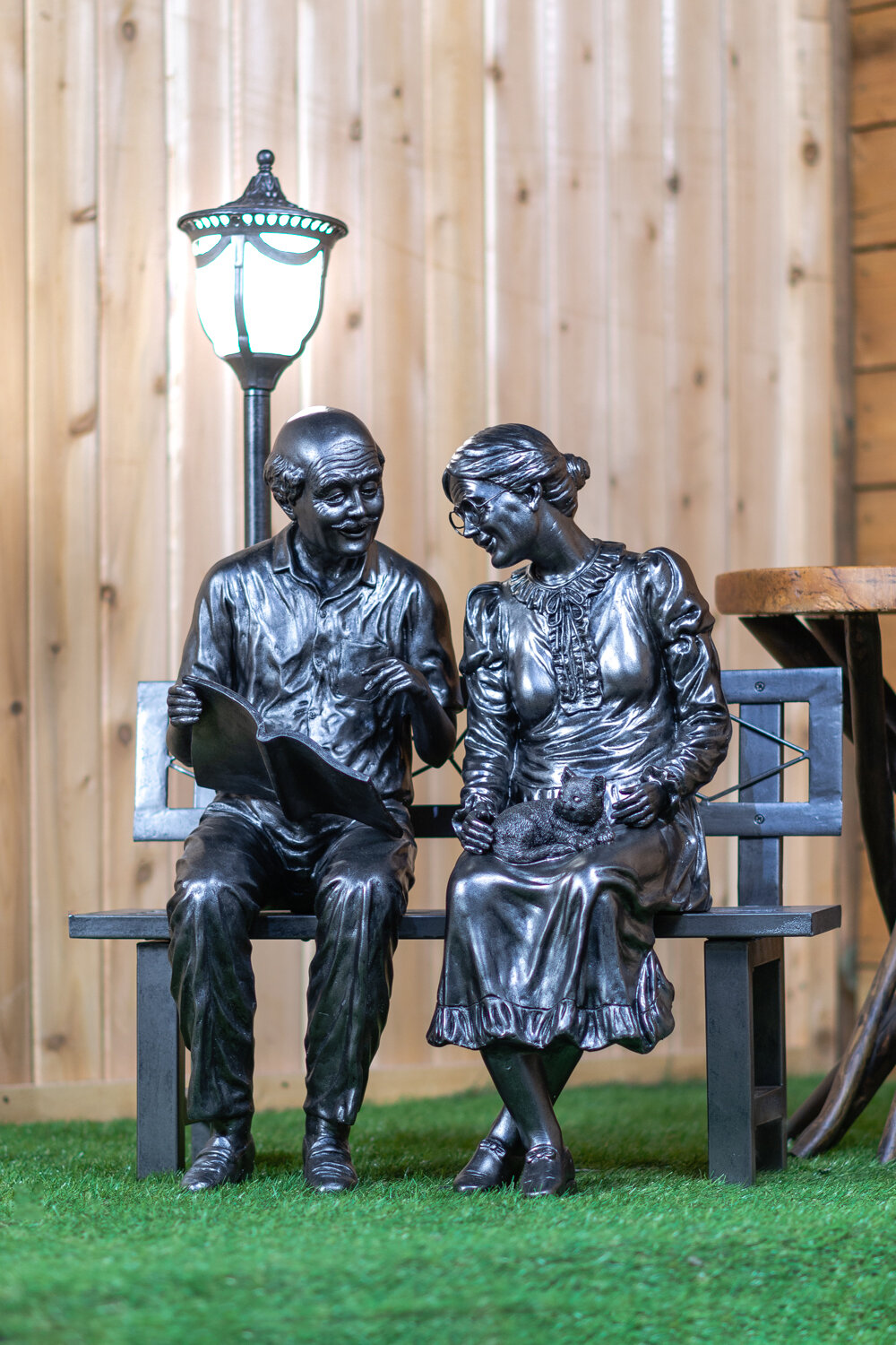 Hi-Line Gift Ltd. Decorative Garden Statue - Old Couple With Street Lamp  Post & Reviews