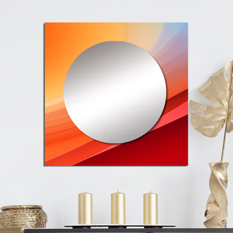 Fattal - Grand miroir mural carré à formes abstraites pour chambre à coucher, 29 po x 29 po