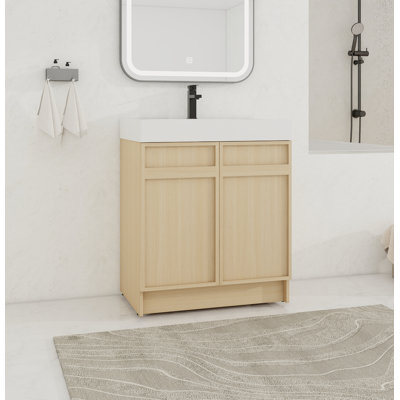 Meuble-lavabo sur pied simple 30 po avec plateau en résine Chalco