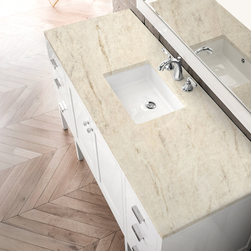 Addison 60'' W Single Vanity, Glossy White, 8" Widespread, Tajnar Eclos
