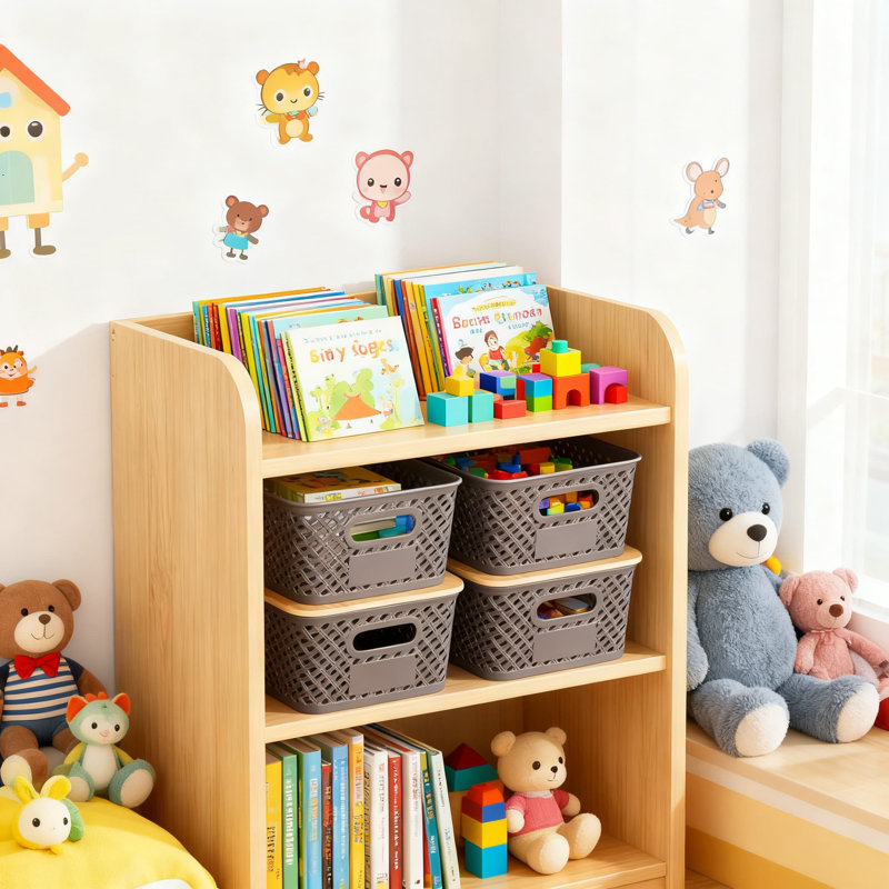 Bacs de rangement empilables avec - Paniers de rangement décoratifs ventilés pour le bureau à domicile