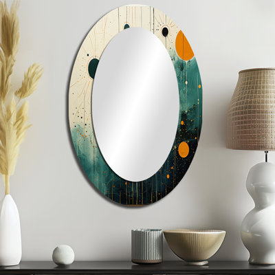Oasis III : un havre de paix minimaliste et coloré d'inspiration Mid-Century - Miroir mural ovale moderne
