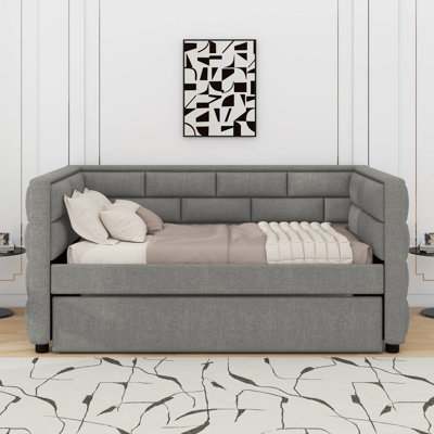 Lit de jour simple avec couchette et lit rembourré avec dossier rembourré
