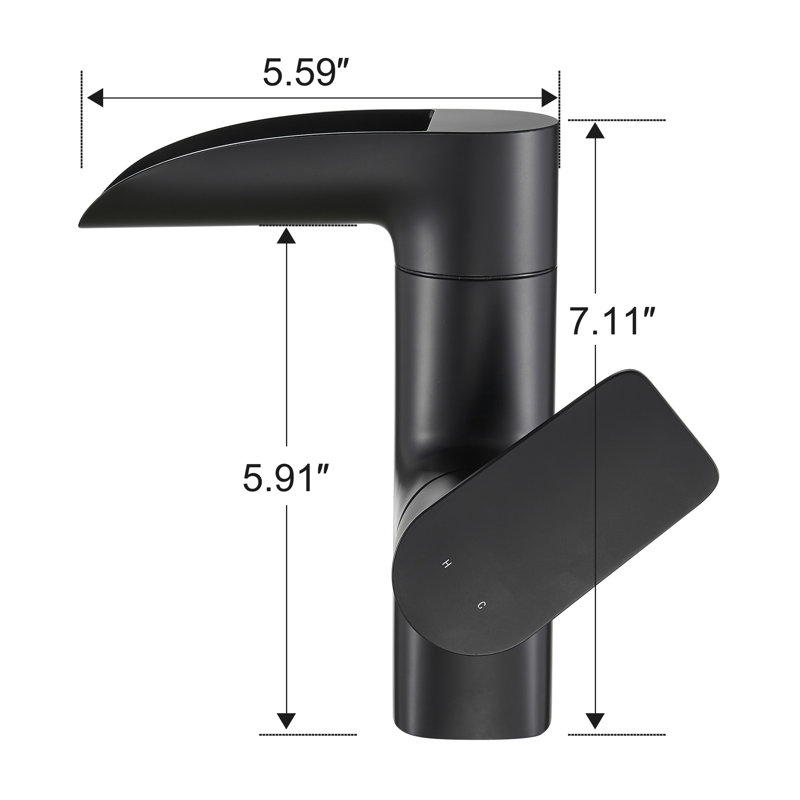 Waterfall Single Handle Single Hole Bathroom Faucet, Black