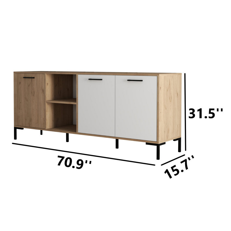 Console Alexiel 70,87 po, Blanc / chêne